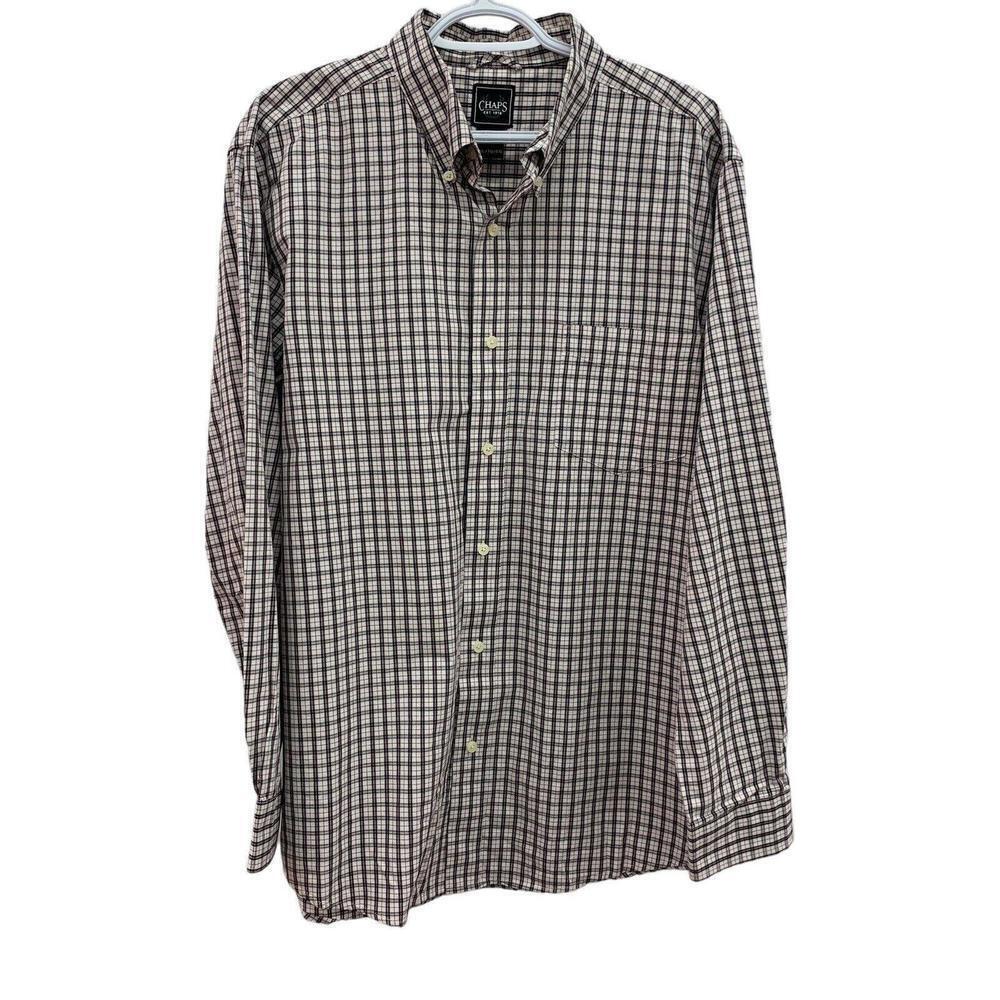 Ralph Lauren Chaps Mens Long Sleeve Button-Down Black White Check Shirt Size XL‍
